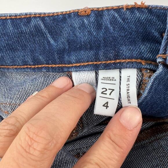 EUC LOFT High Rise Utility Straight Button Front Dark Stone Wash Jeans 4/ 27 - Picture 8 of 14